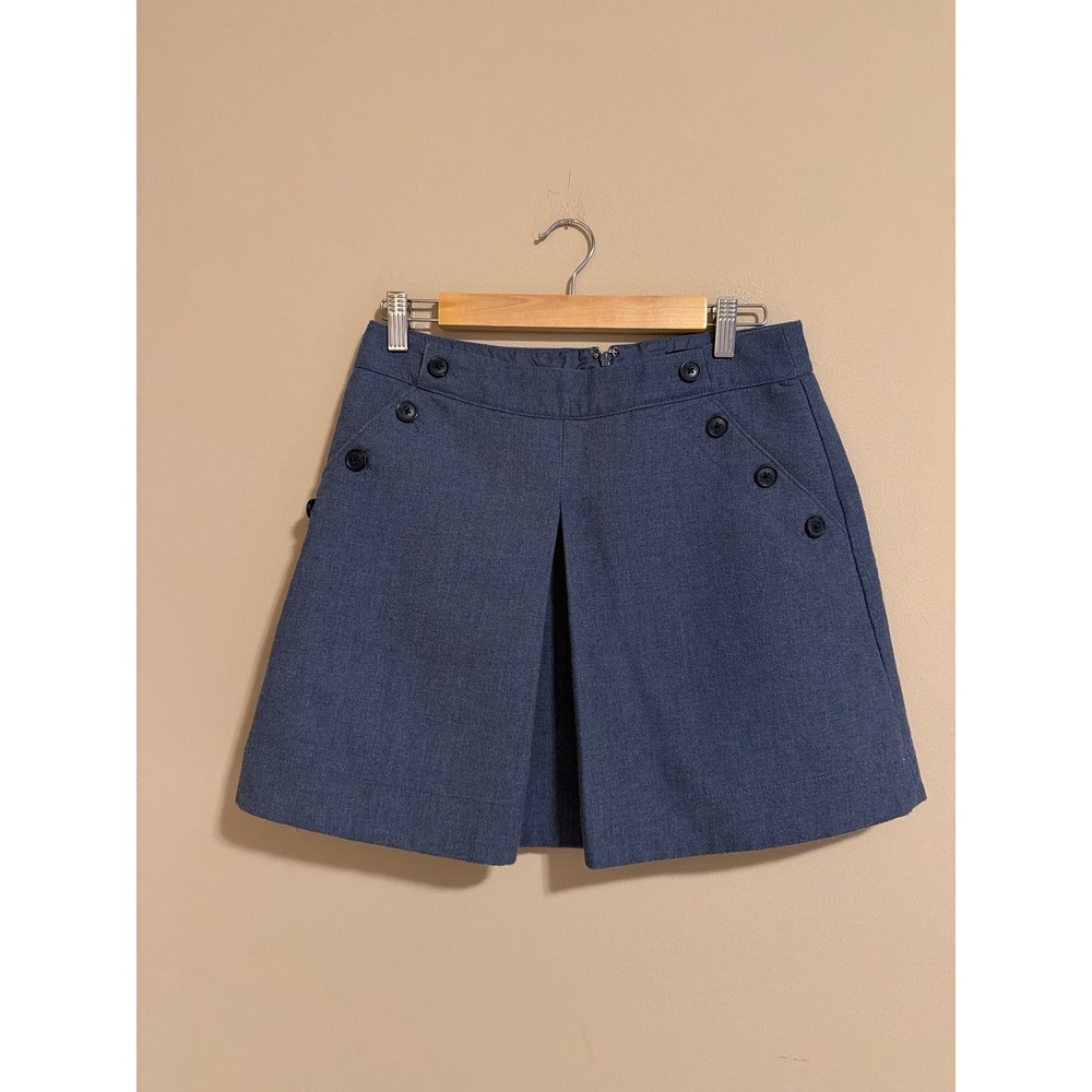 Gap Navy Melange Sailor Skirt Button Front A-Line Mini Size 6